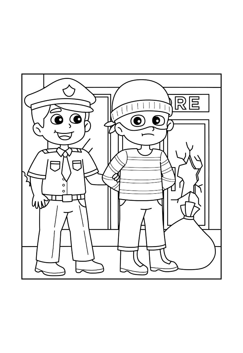 Desenho de Polícia e Ladrão