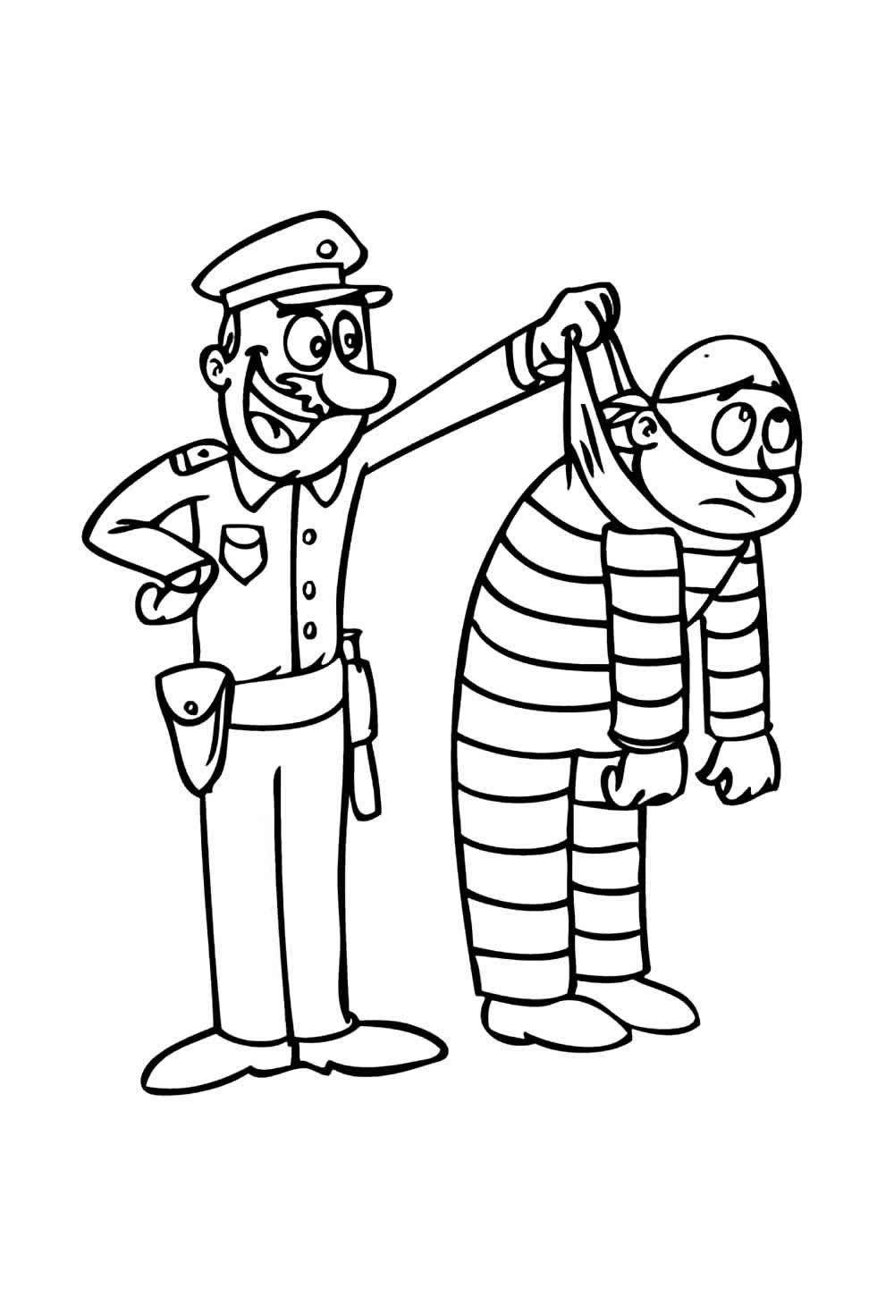 Desenho de Polícia e Ladrão para colorir