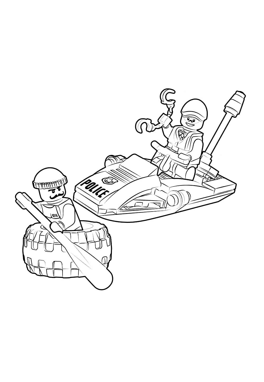 Desenho de Polícia e Ladrão para colorir