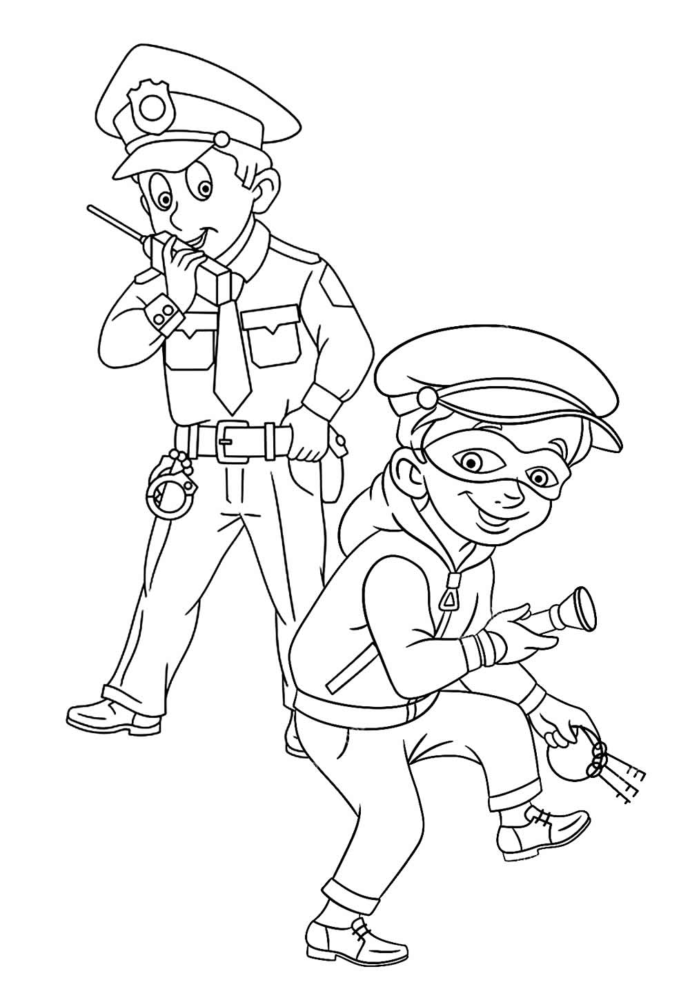 Desenho de Polícia e Ladrão