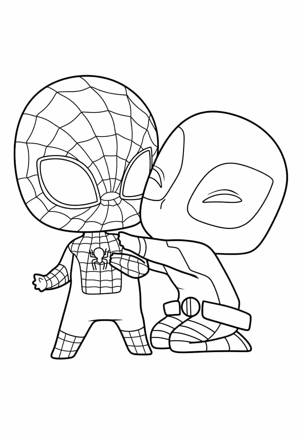 Desenho de Deadpool e Homem-Aranha Baby para colorir