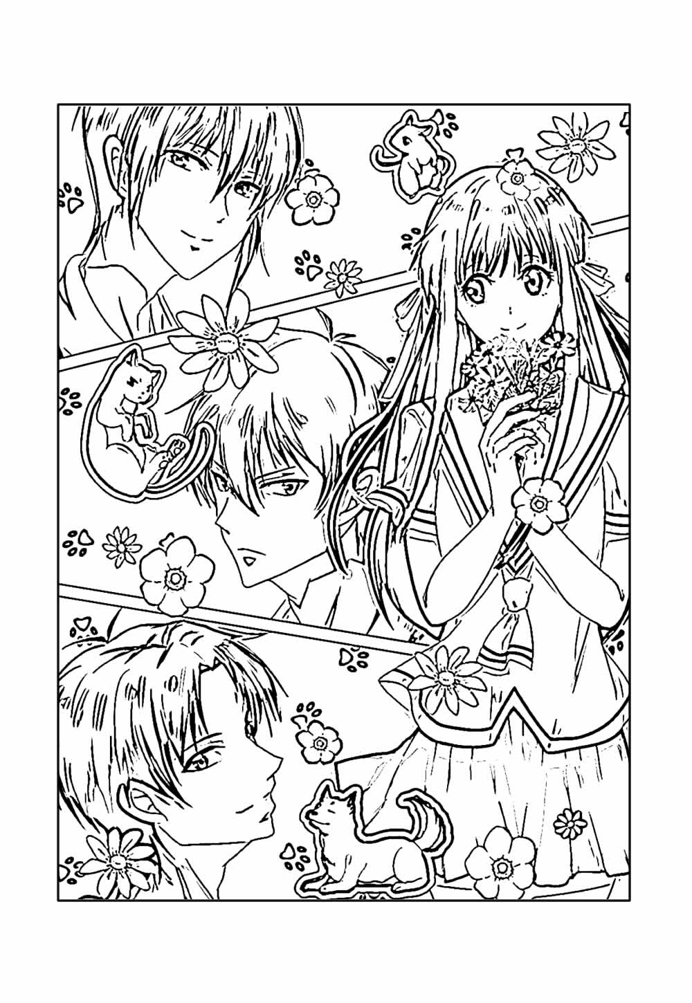 Desenho do anime Fruits Basket para colorir
