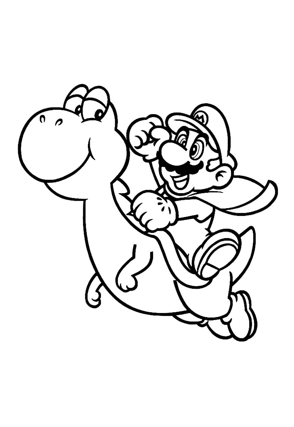 Desenho do Yoshi e Mario Bros para colorir