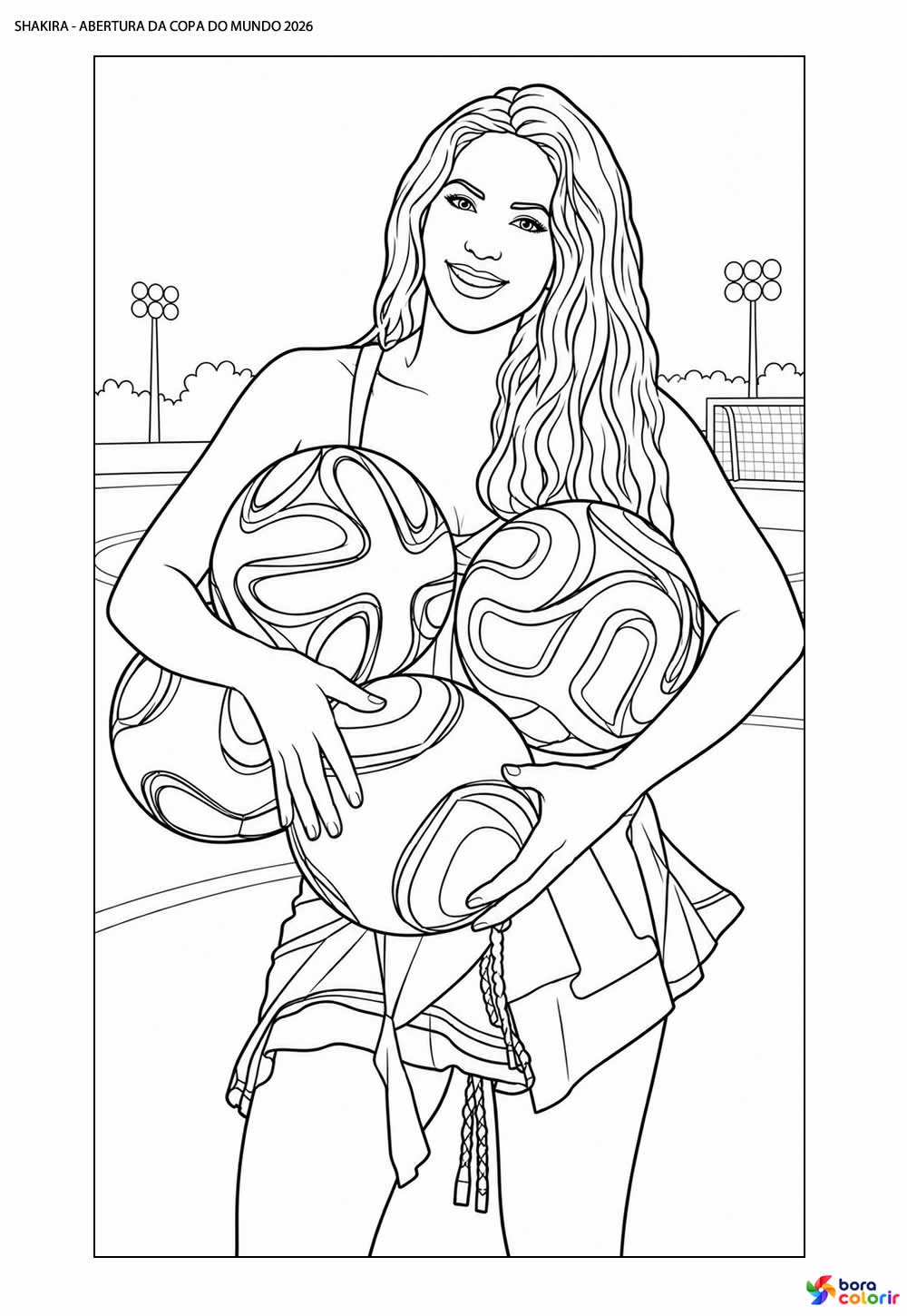 Desenho da Shakira - Abertura da Copa do Mundo para colorir