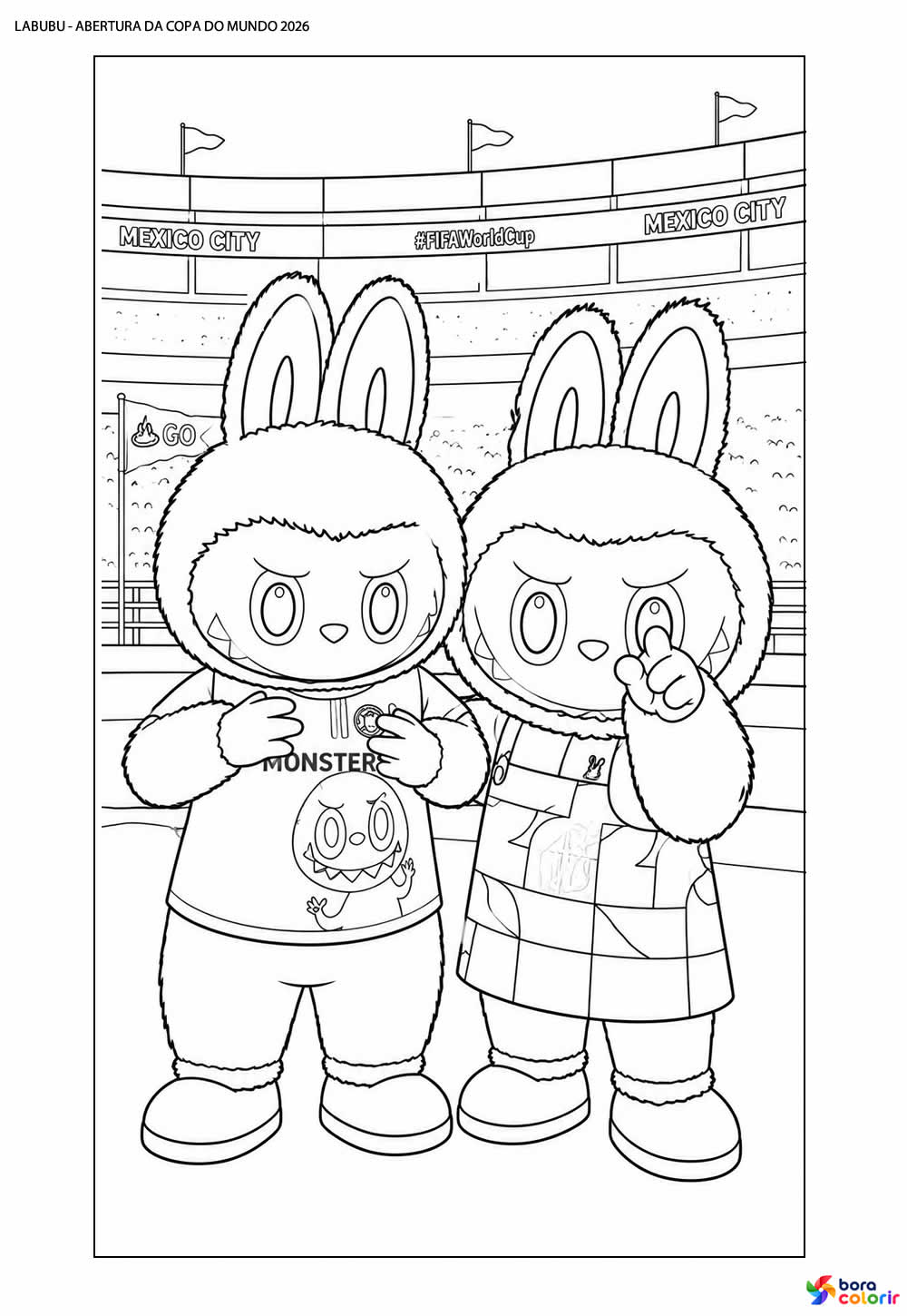 Desenho do Labubu na Abertura da Copa do Mundo para colorir