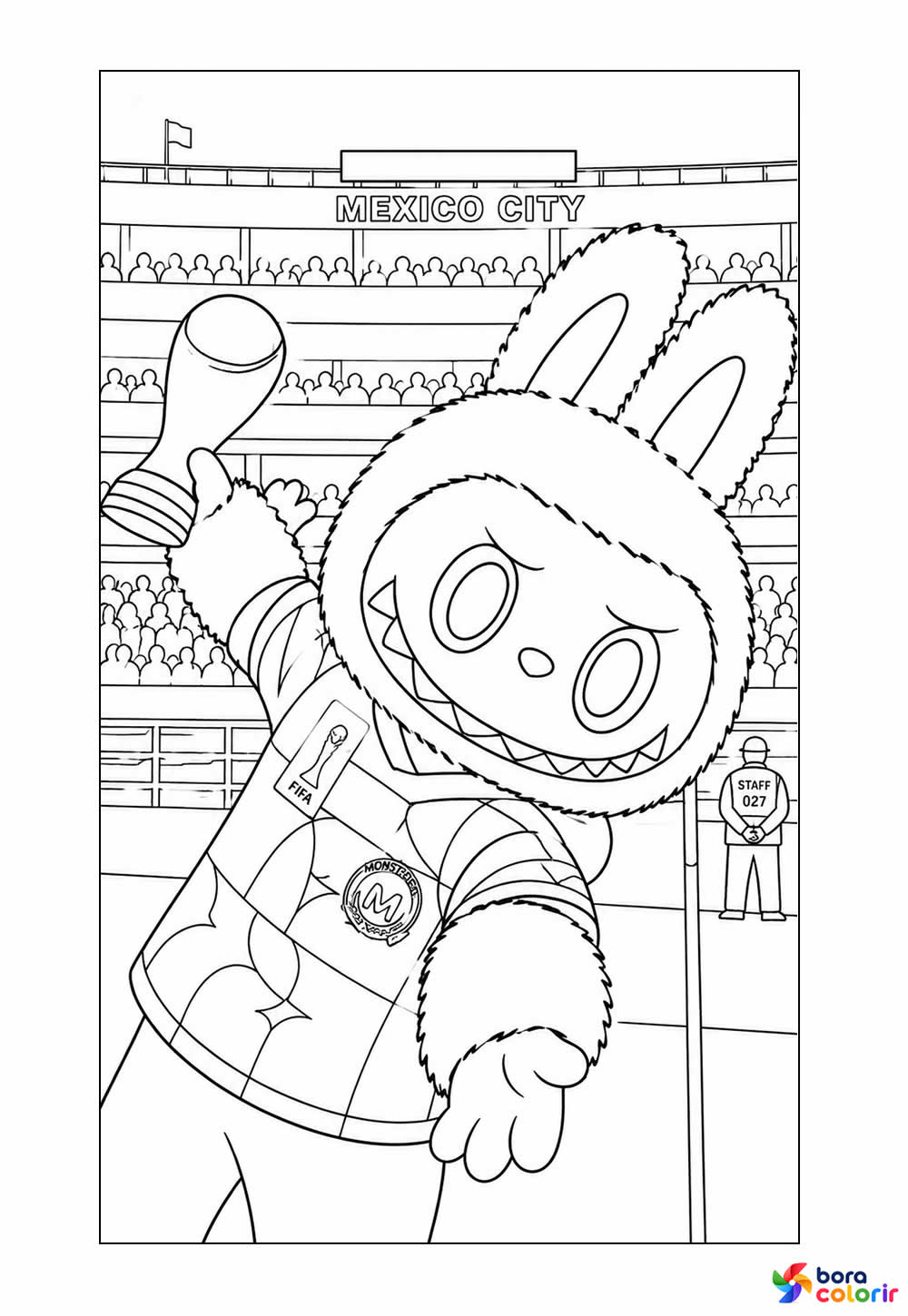 Desenho de Labubu na Abertura da Copa do Mundo para colorir