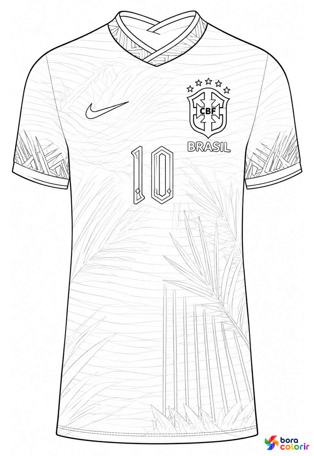 Desenho da Camisa do Brasil para pintar
