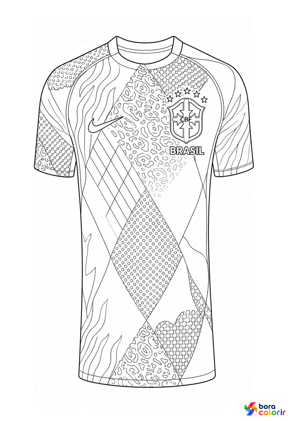 Desenhos da Camisa da Seleção Brasileira para colorir - Bora Colorir