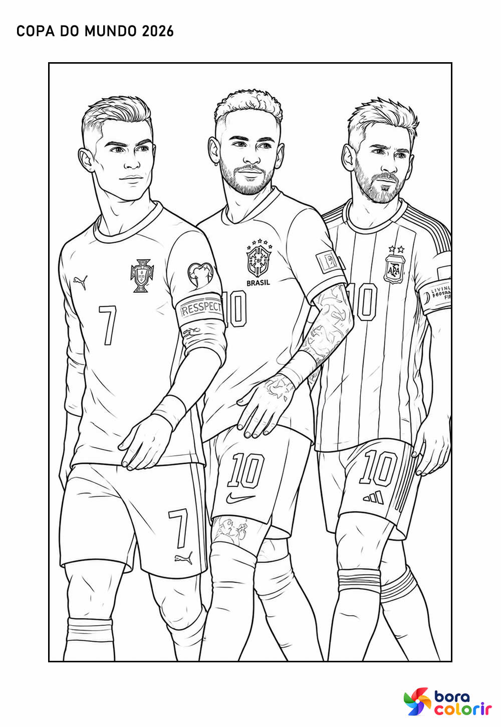 Desenho dos Jogadores da Copa do Mundo 2026 para colorir