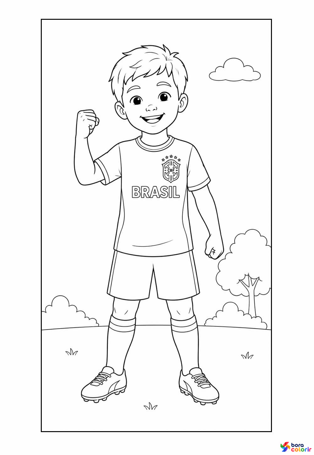 Desenho de Criança Torcendo pelo Brasil