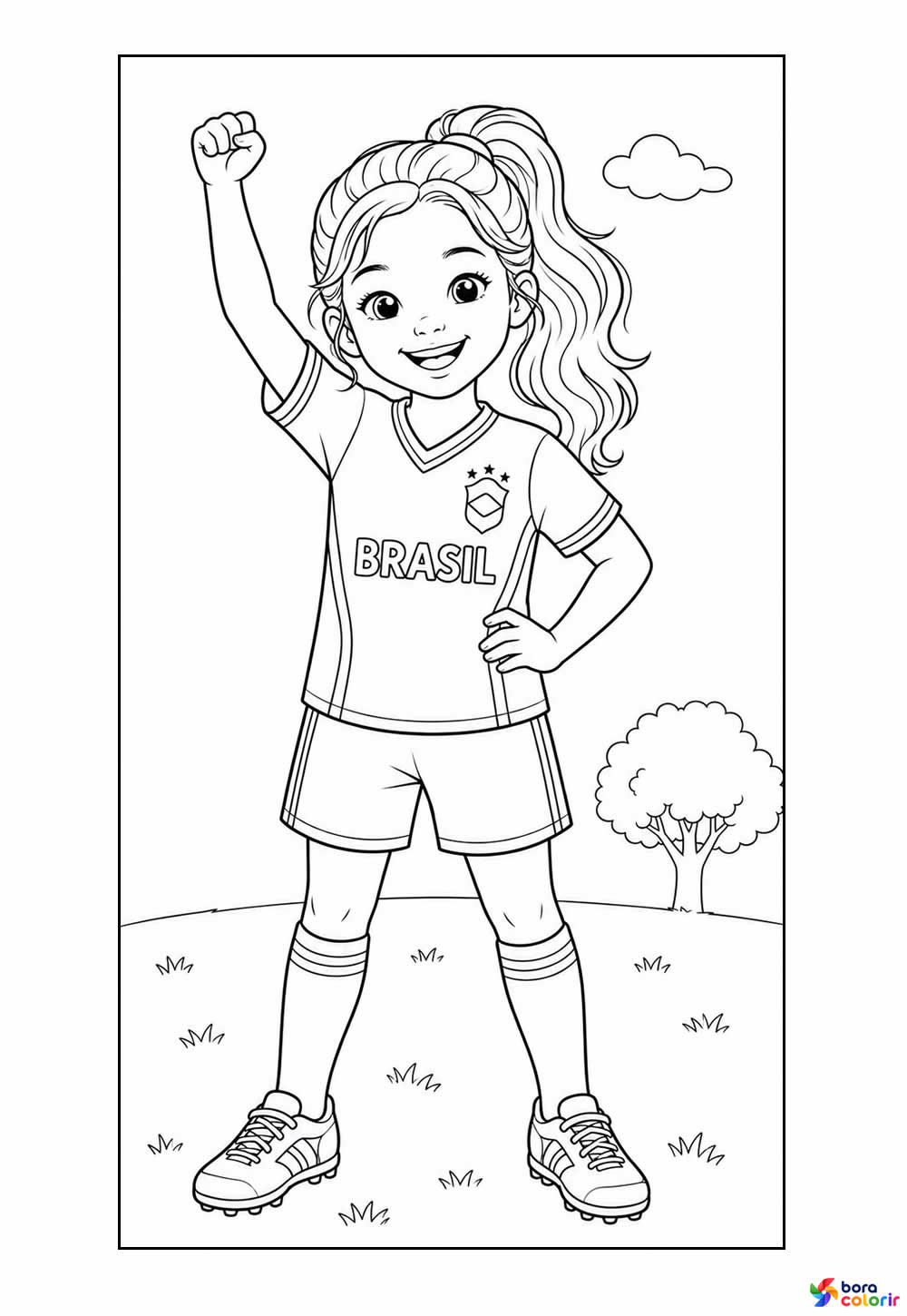 Desenho de Criança Torcendo pelo Brasil
