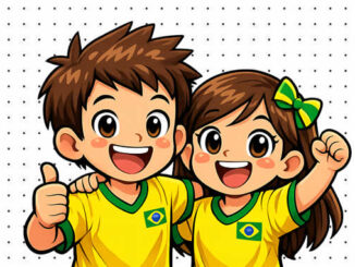 Desenhos de Crianças Torcendo pelo Brasil para colorir