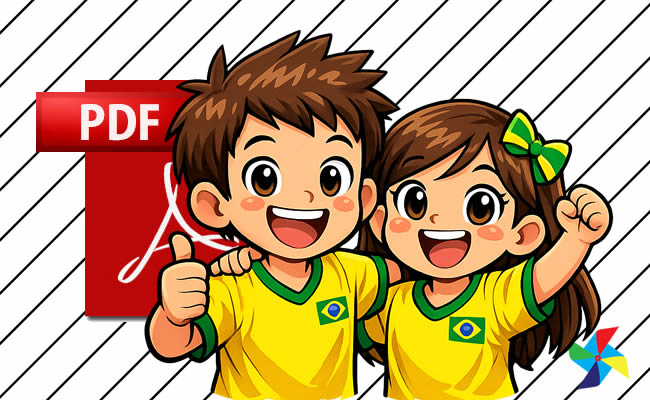 Desenhos de Crianças Torcendo pelo Brasil em PDF