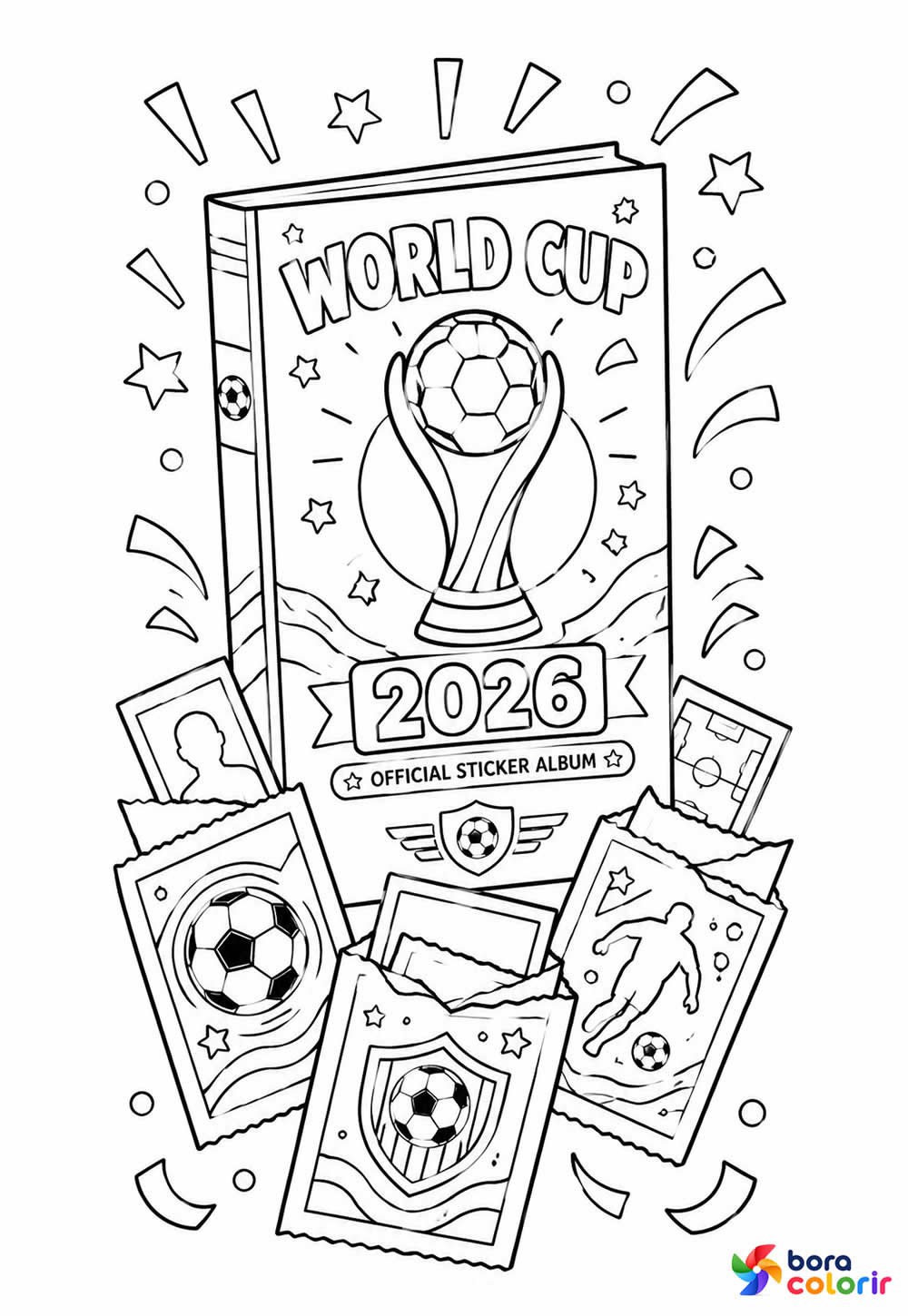 Álbum de Figurinhas da Copa do Mundo para colorir