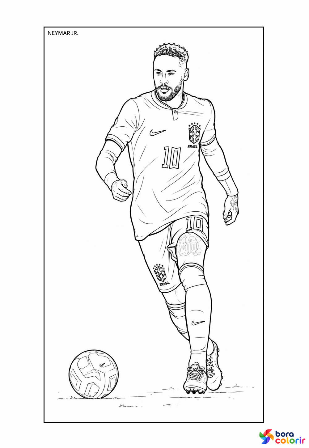 Desenho de Neymar na Seleção Brasileira para pintar