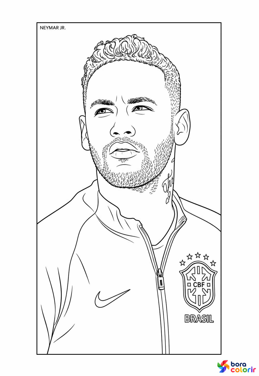 Neymar na Seleção Brasileira para colorir