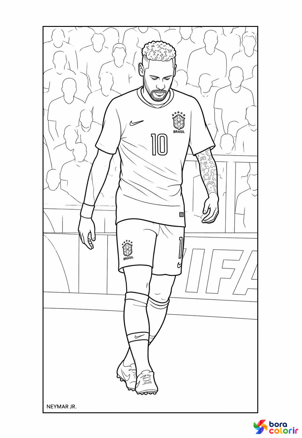 Neymar na Seleção Brasileira para colorir