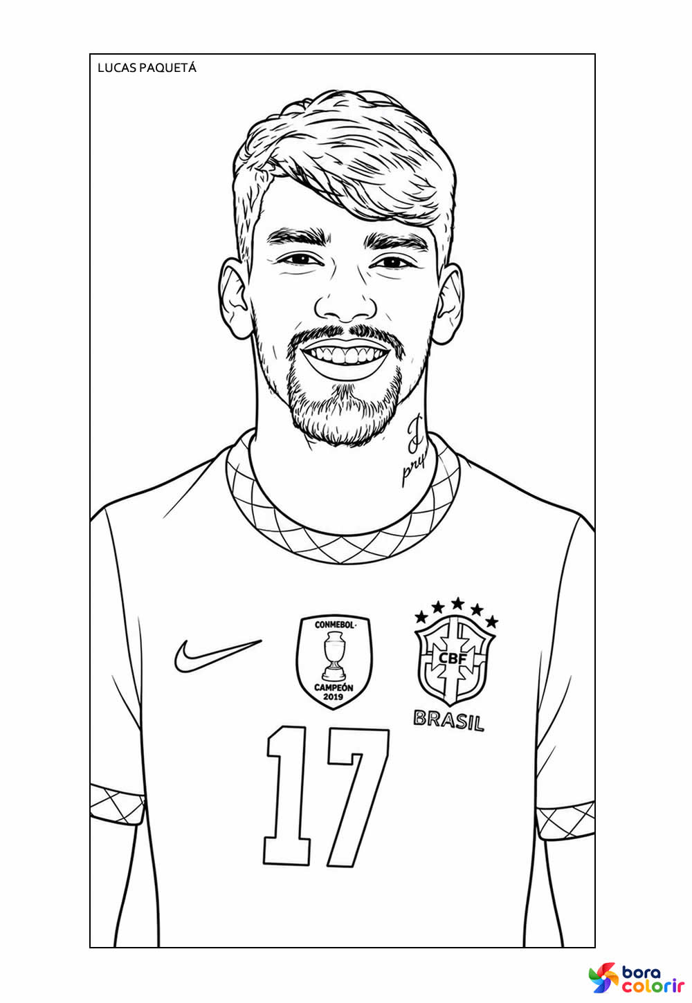 Desenho de Lucas Paquetá para colorir - Seleção