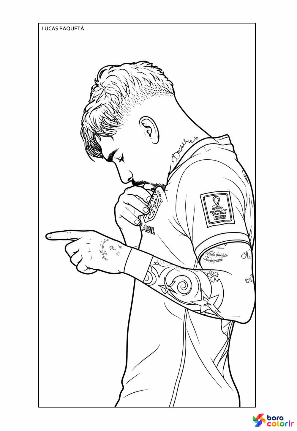 Desenho de Lucas Paquetá para pintar