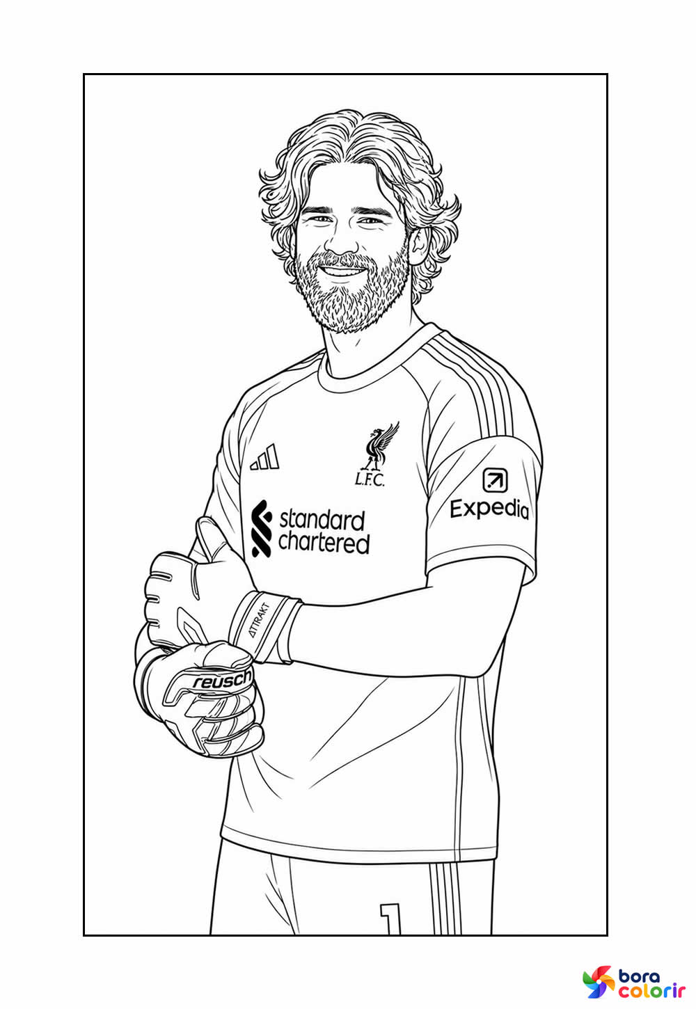 Desenho do Goleiro Alisson Becker para colorir