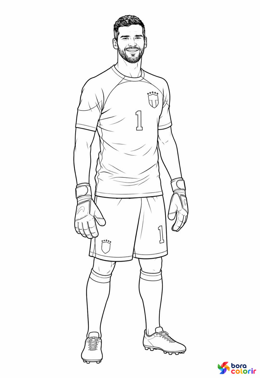 Desenho do Goleiro Alisson para colorir