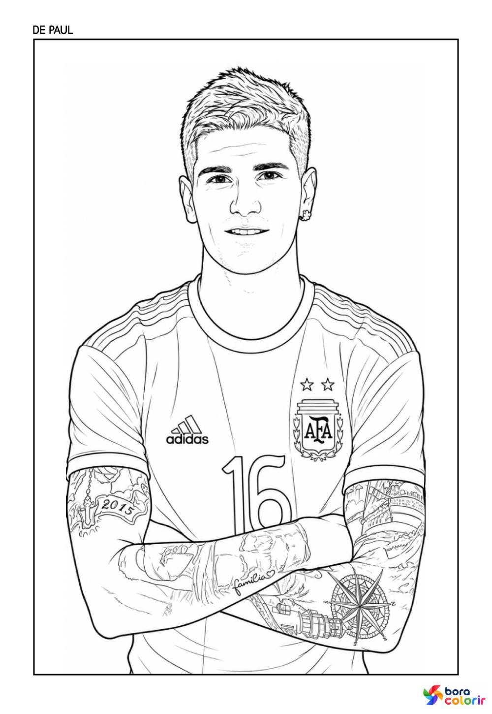 Desenho de De Paul para colorir - Seleção Argentina