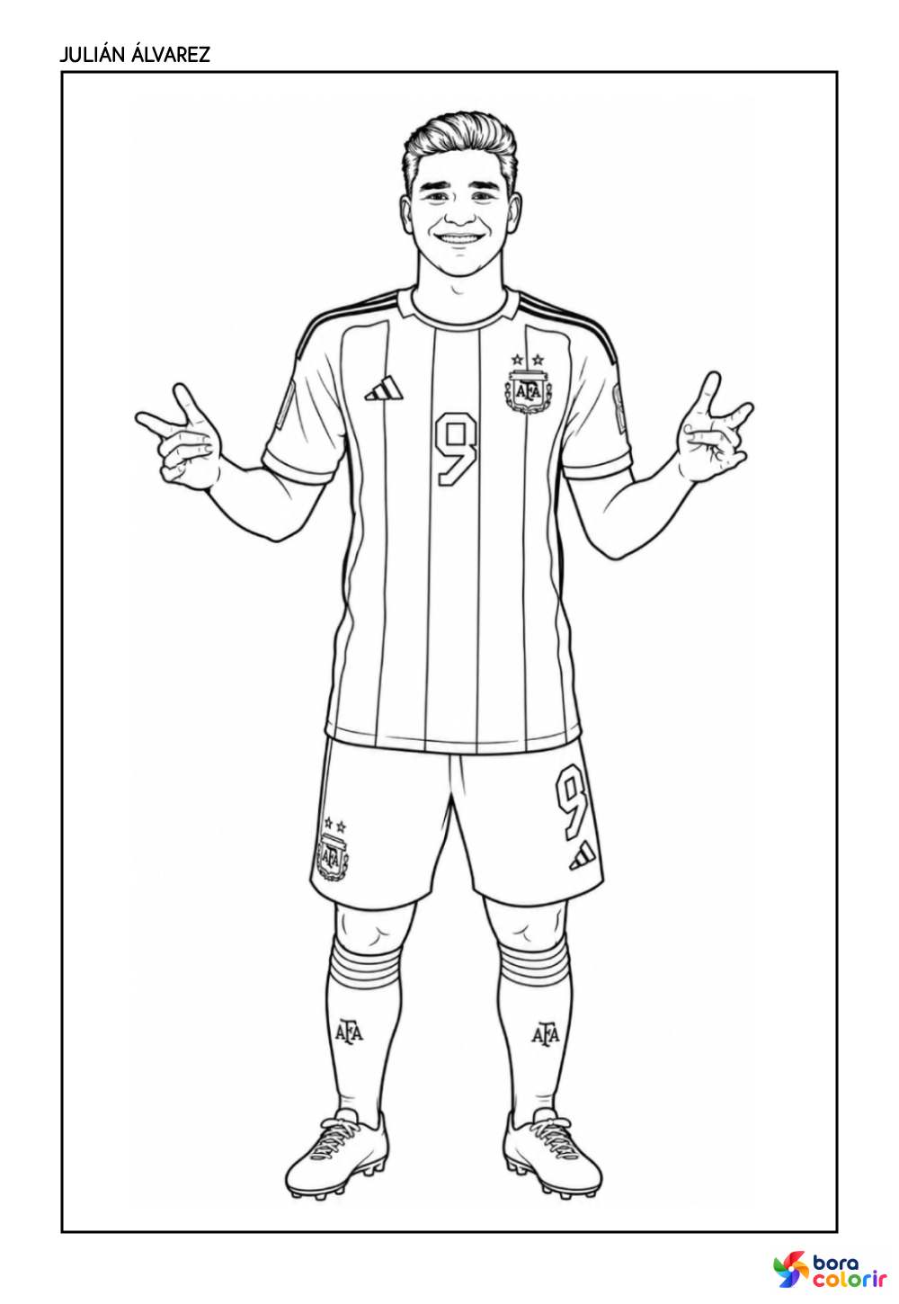 Desenho de Júlian Álvarez para colorir - Seleção Argentina