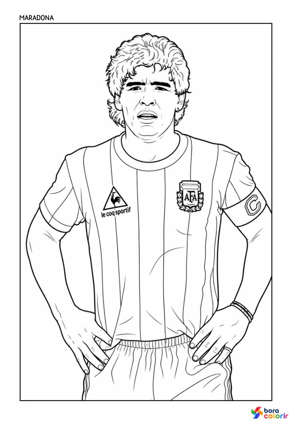 Desenho de Diego Maradona para colorir - Seleção Argentina
