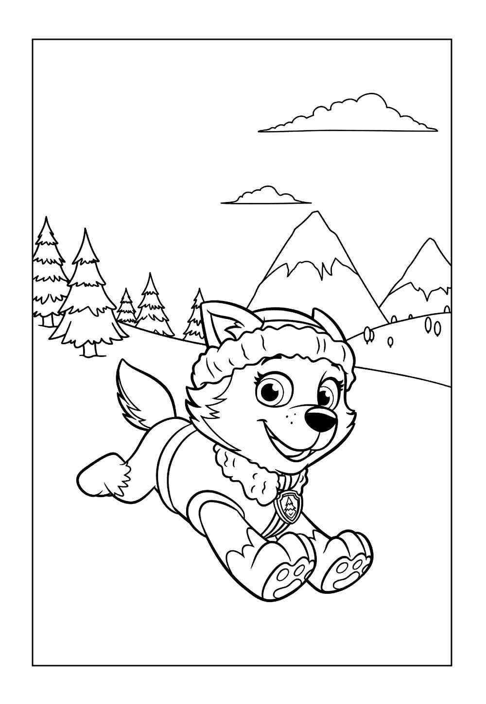 Desenho da Everest da Patrulha Canina para colorir