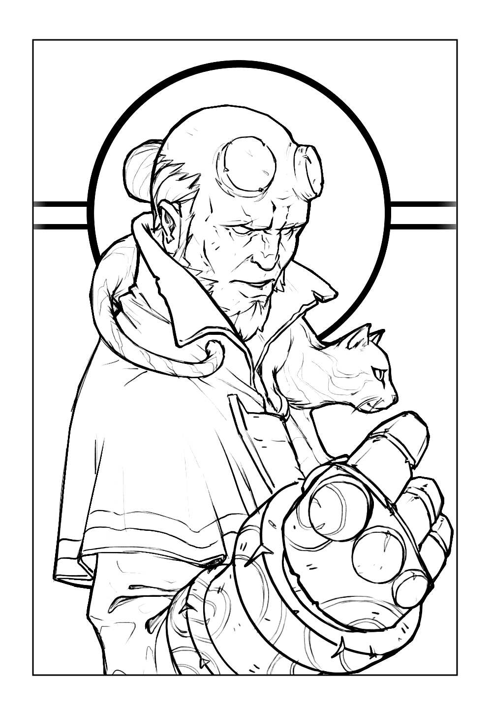 Desenho do Hellboy para pintar