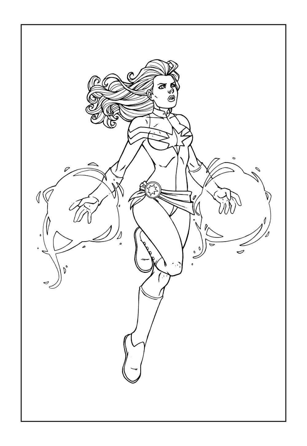 Desenho da Capitã Marvel para colorir