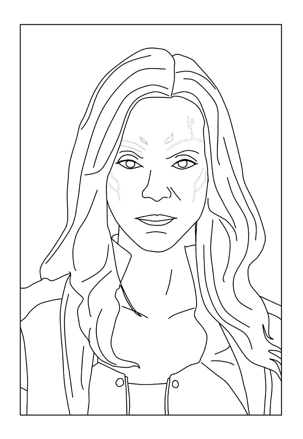 Desenho da Gamora para pintar