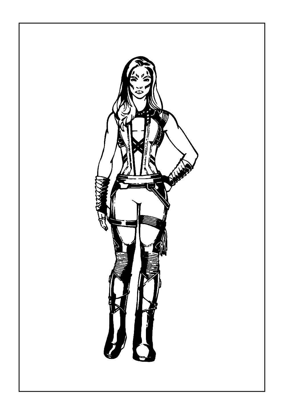 Desenho da Gamora para colorir