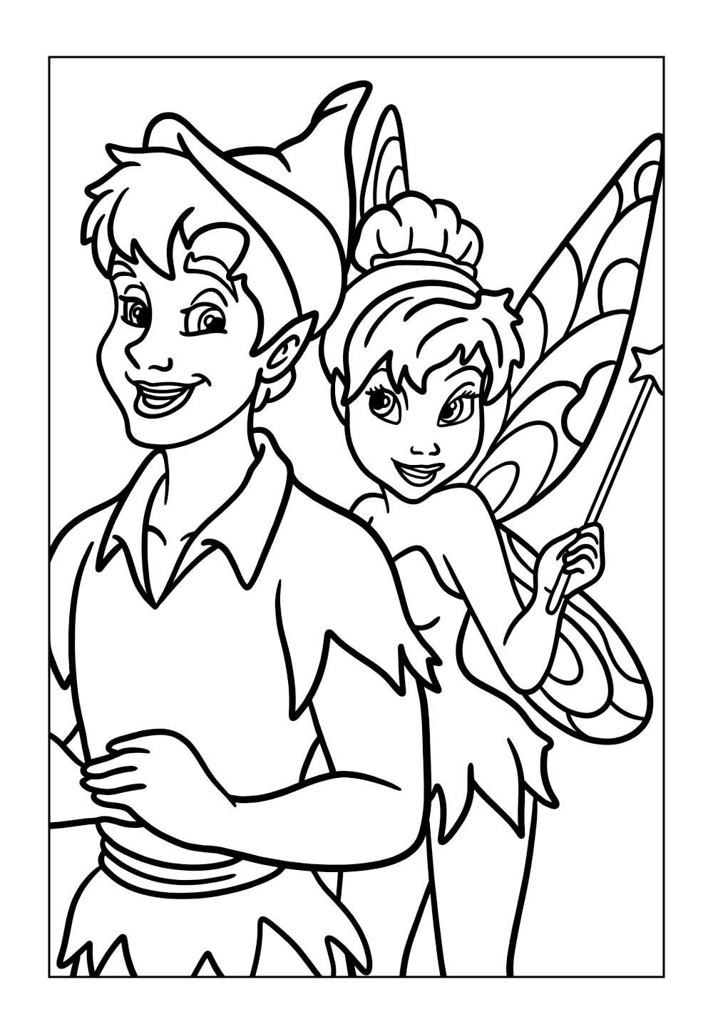 Desenhos do Peter Pan e a Sininho para colorir