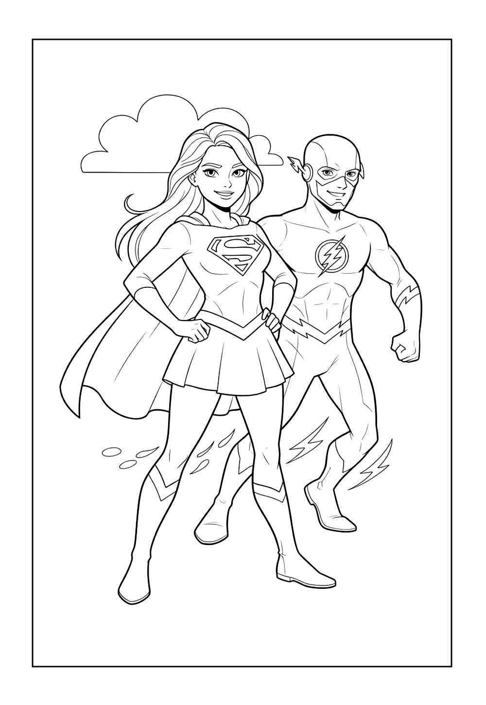 Supergirl e The Flash para pintar e colorir