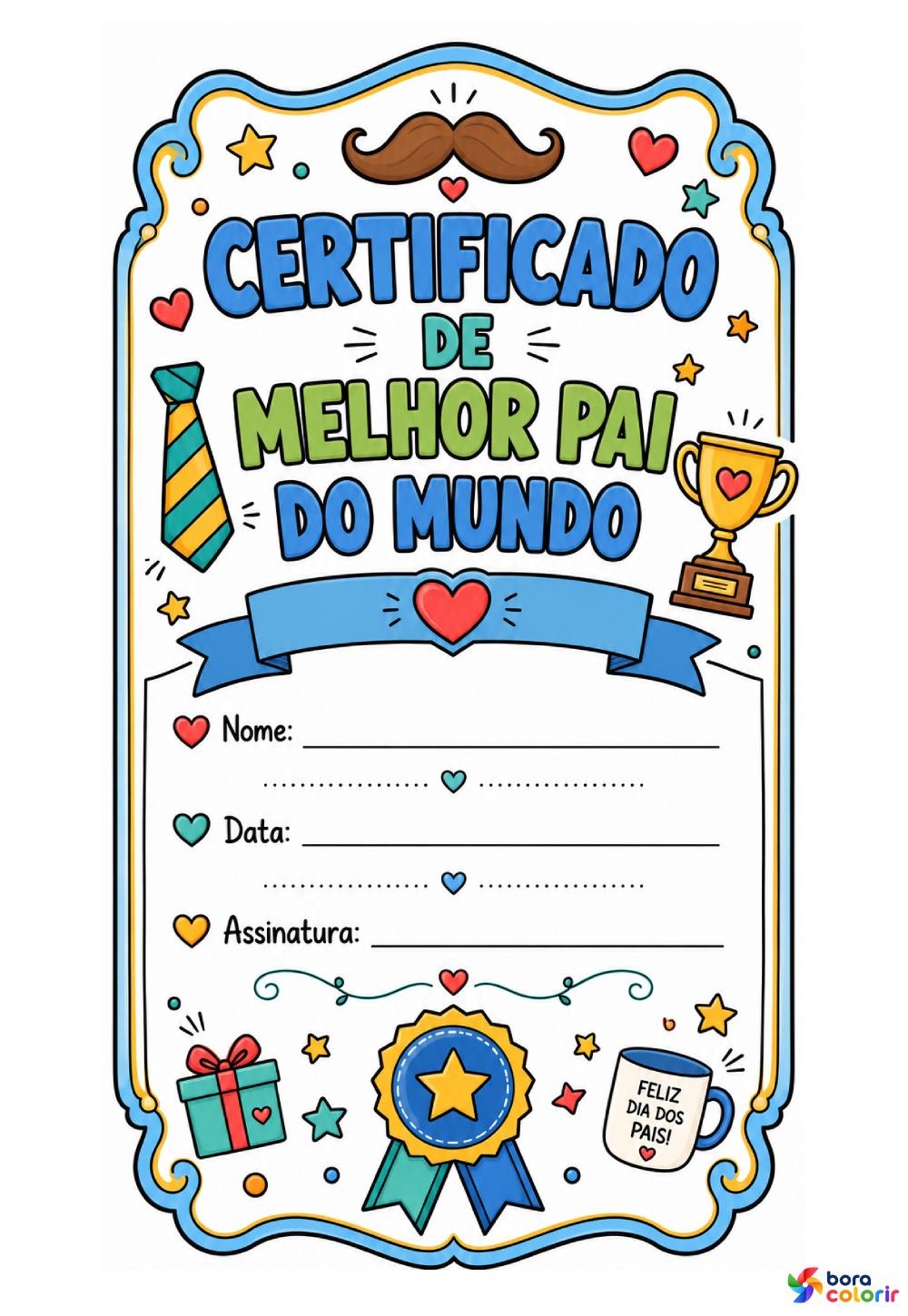 Certificado de Melhor Pai do Mundo para Imprimir