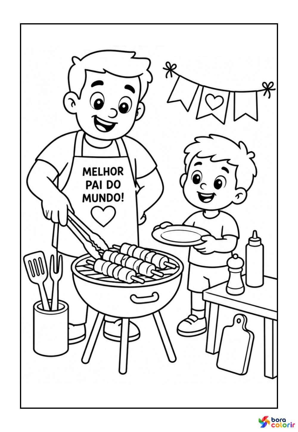 Desenho de Pai e Filho para colorir