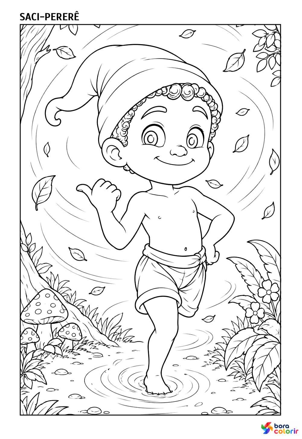 Desenho do Saci-Pererê para imprimir