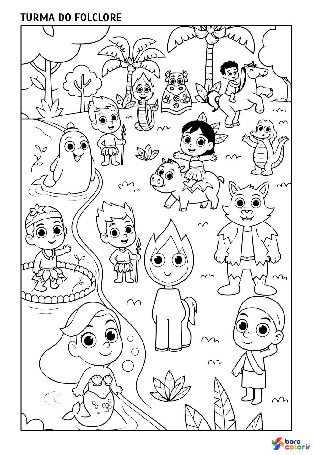 Desenho de Turma do Folclore para pintar