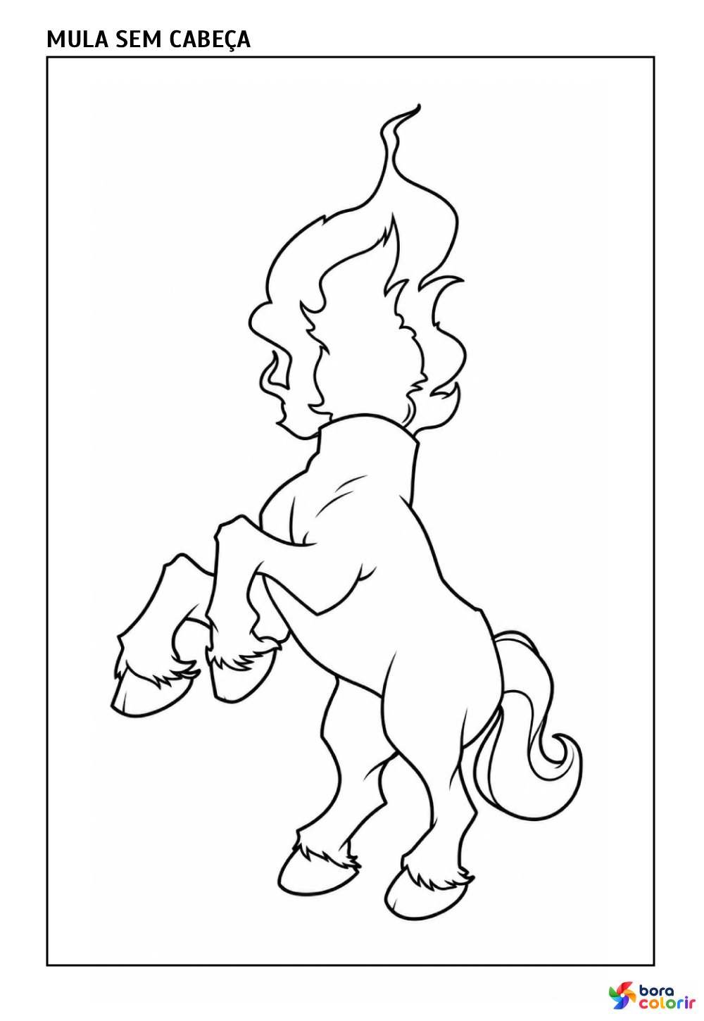 Desenho da Mula Sem Cabeça para colorir