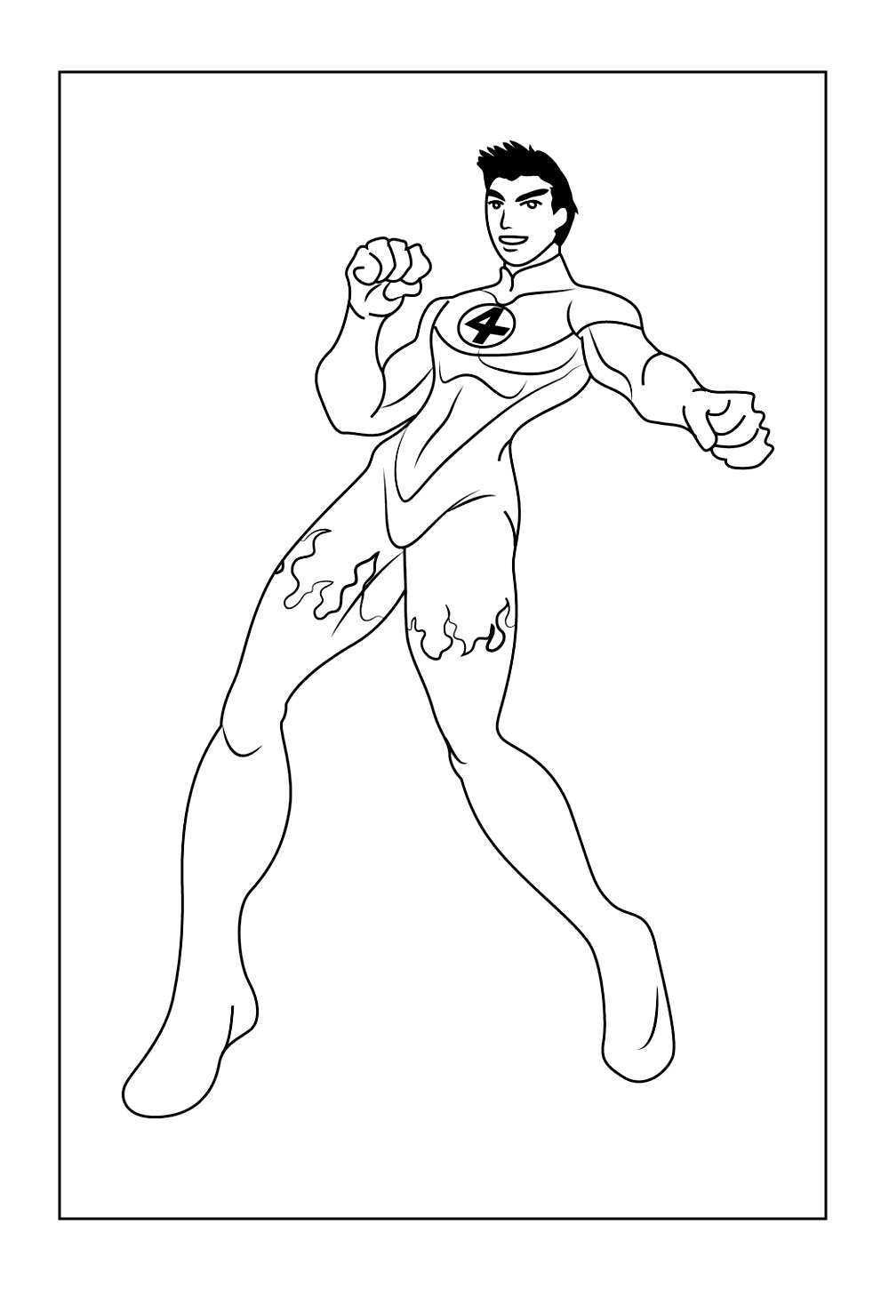 Desenho do do Quarteto Fantástico - Tocha Humana para pintar