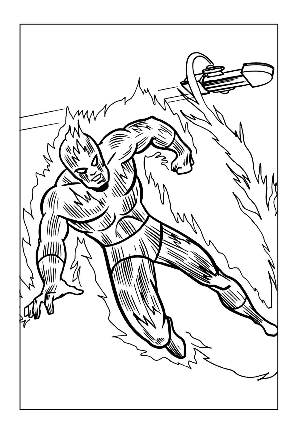 Desenho do Tocha Humana para colorir (Quarteto Fantástico)
