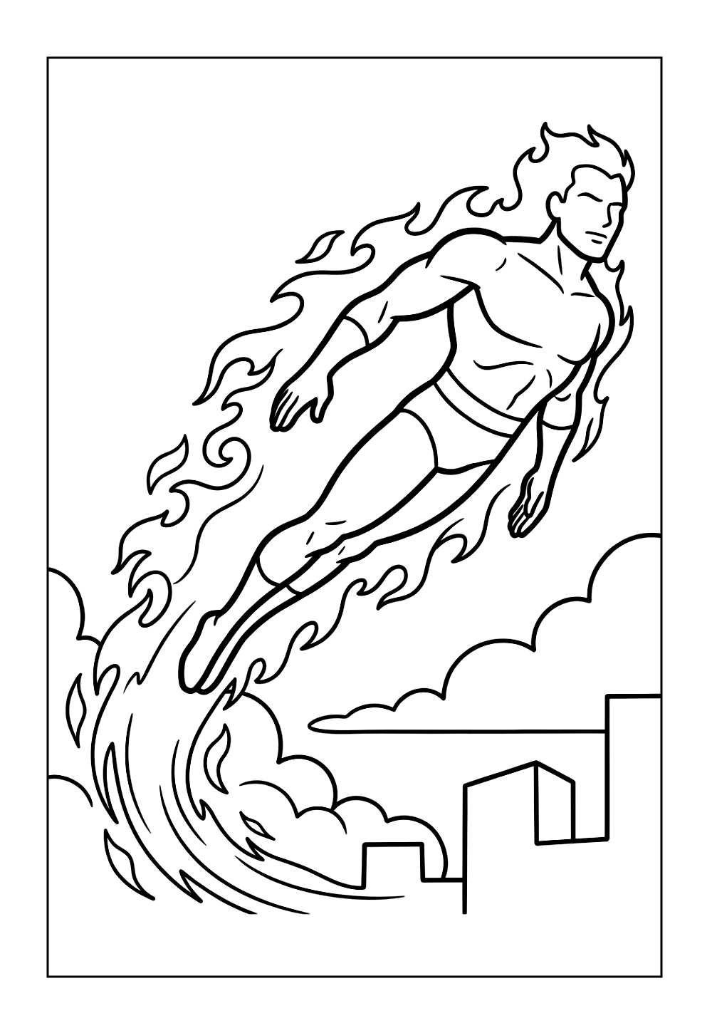 Desenho do Tocha Humana para pintar