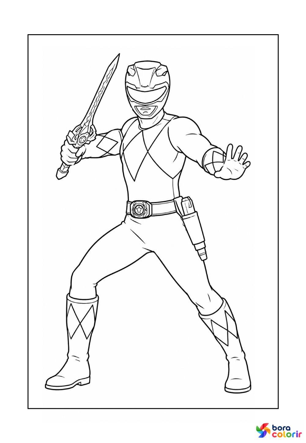 Desenho do Power Ranger Vermelho para pintar