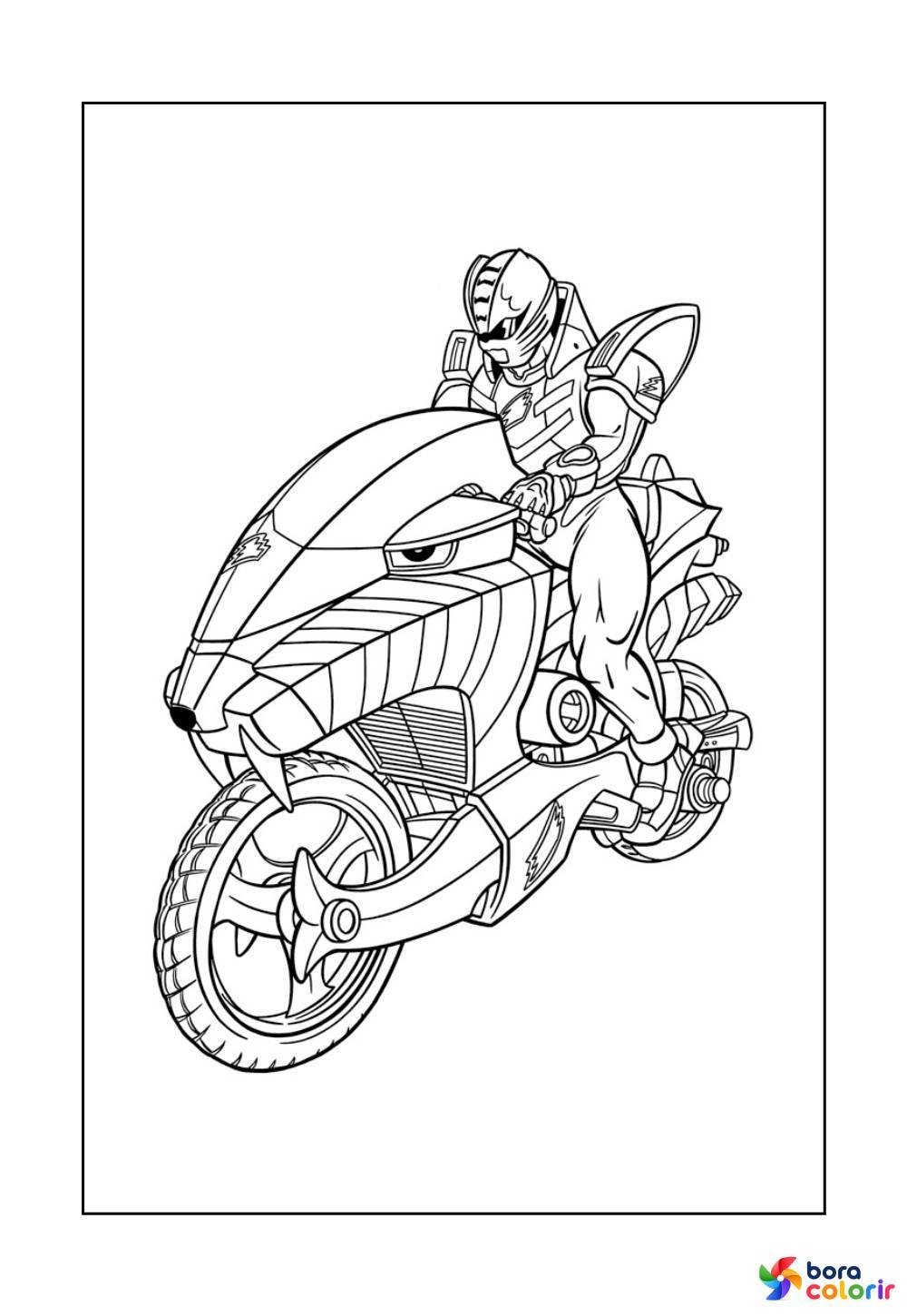 Desenho do Power Ranger Vermelho com Moto