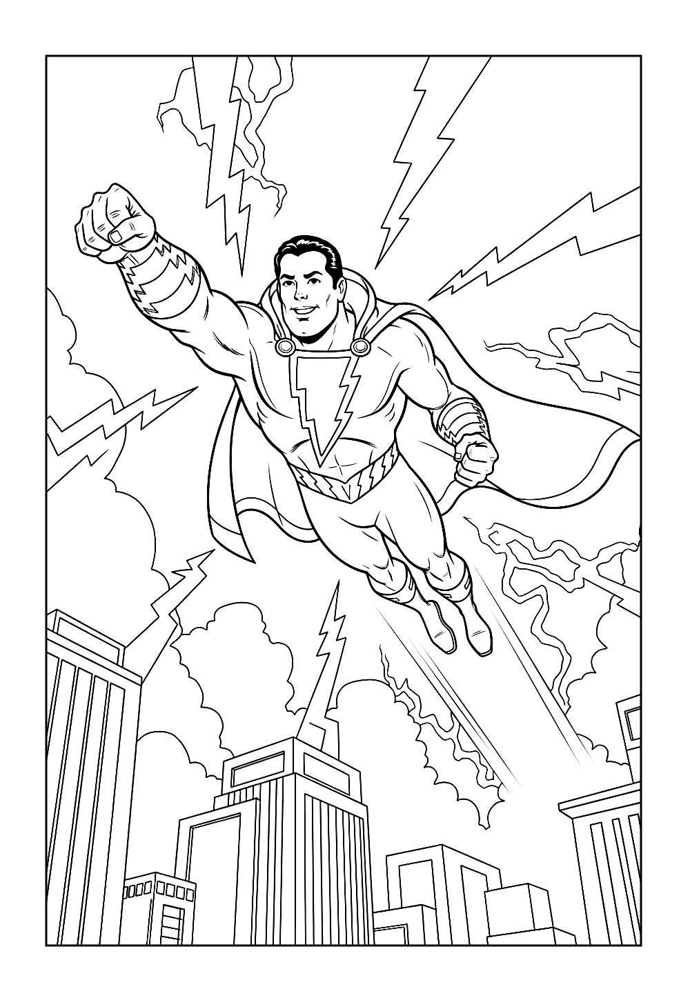 Desenho do Shazam para colorir