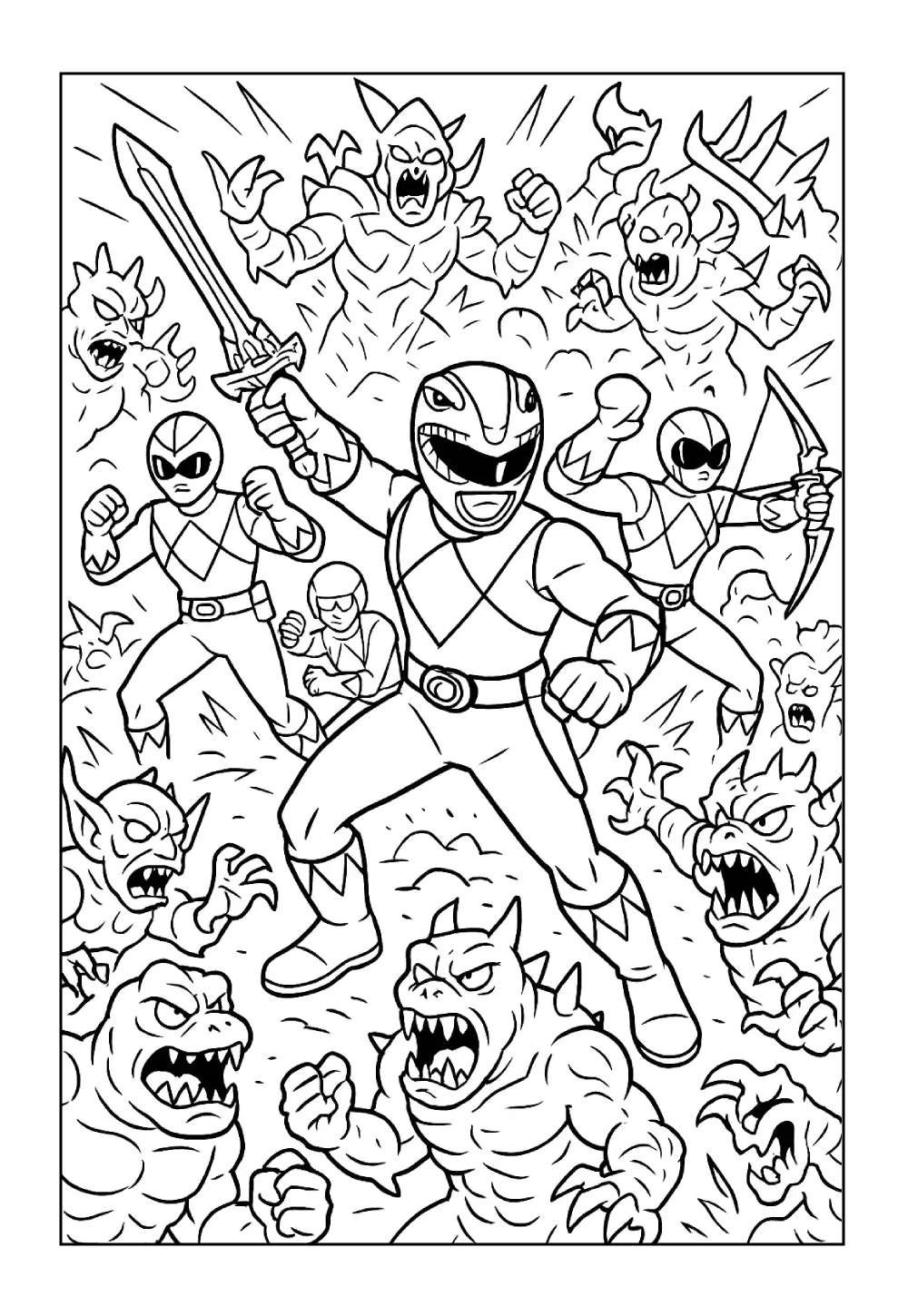 Desenhos dos Power Rangers Mighty Morphin para imprimir e colorir