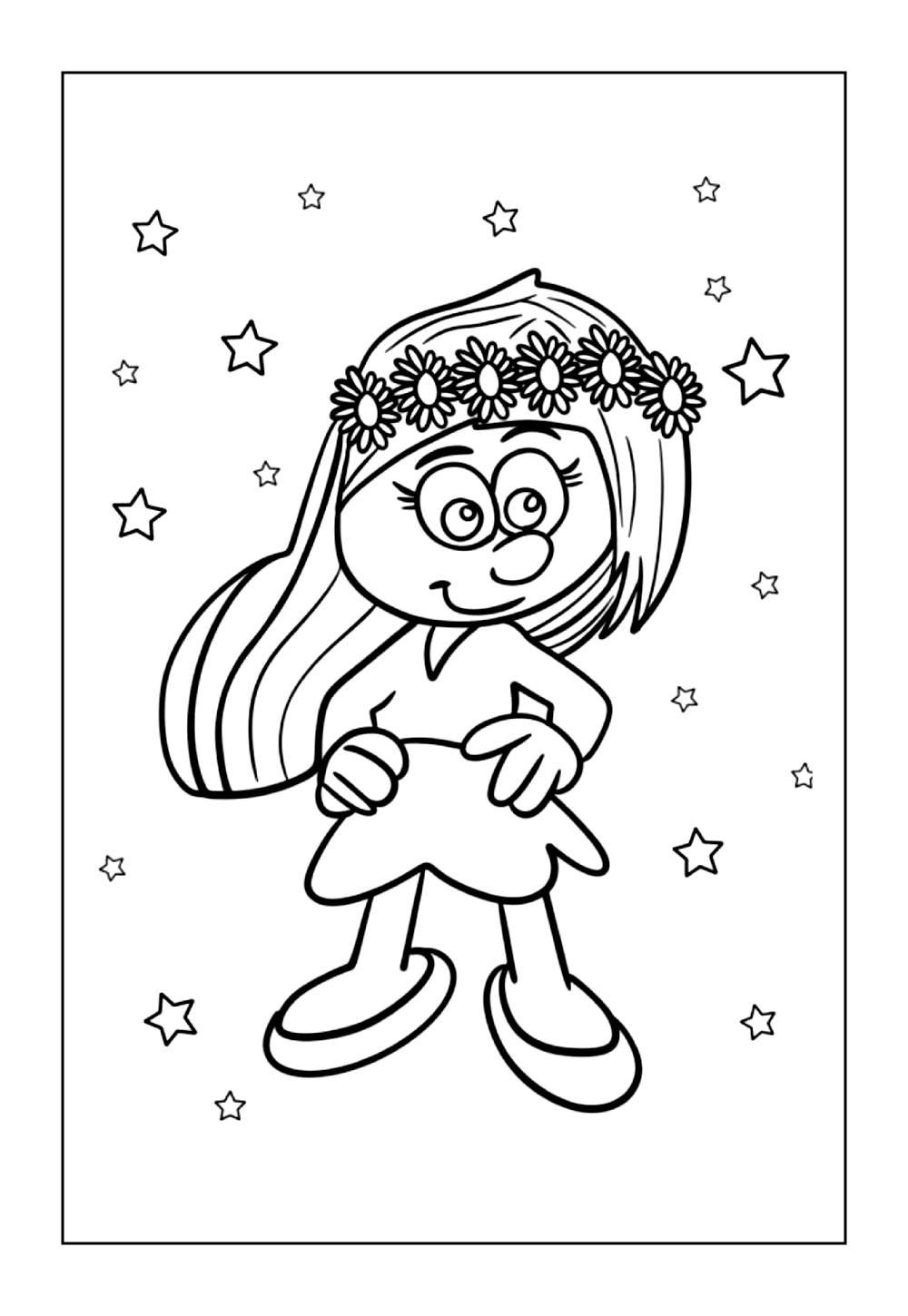 Desenho da Smurfette para colorir