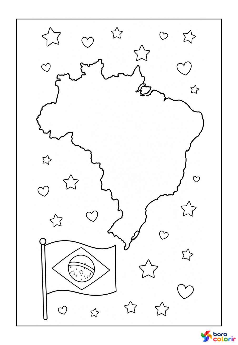 Desenho do Mapa do Brasil para 7 de Setembro