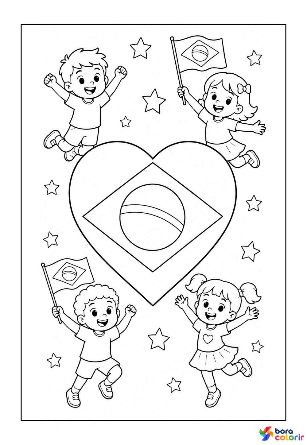 Desenho de 7 de Setembro para imprimir e colorir